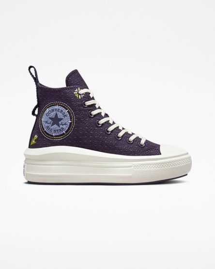 Women's Converse Chuck Taylor All Star Move Autumn Embroidery High Top Platform Shoes Purple | AU C0643I